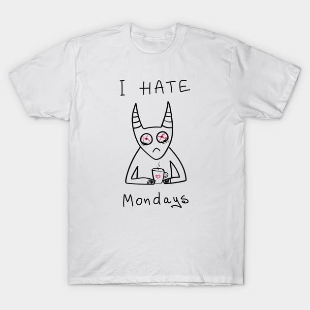 I hate Mondays - white ($ for SilverCord-VR) T-Shirt by droganaida